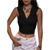 image:imageGORGLITTER Womens Rave Hooded Tank Crop Tops Bow Open Back Sleeveless Drapped Neck Ruched Going Out Top Fashion 2025Black