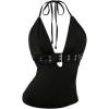image:imageGORGLITTER Womens Rave Top Backless Halter Y2k Deep V Neck Open Back Goth Tops Sexy Going Out Club OutfitsBlack