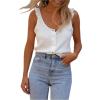 image:imageGORGLITTER Womens Sleeveless Button Up Vest Top Ruffled Trim Dressy Scoop Neck Y2K Summer Going Out Tank TopWhite
