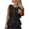 image:imageGORGLITTER Womens Sleeveless Knit Sweater Vest Top Tredny Dressy Button Up Business Casual Cardigan Vest Going Out TopBlack
