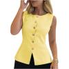 image:imageGORGLITTER Womens Sleeveless Knit Sweater Vest Top Tredny Dressy Button Up Business Casual Cardigan Vest Going Out TopYellow