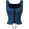 image:imageGORGLITTER Womens Sleeveless Western Cowgirl Rodeo Outfit Lace Up Vests Tops Business Casual Country Concert OutfitsBlue