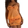image:imageGORGLITTER Womens Sparkling Sequins Peplum Tube Top Glitter Smocked Strapless Sheer Bandeau Party Going Out TopOrange