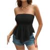 image:imageGORGLITTER Womens Strapless Asymmetrical Tube Peplum Tops Trendy Dressy Backless Cute Casual Summer Beach Bandeau TopsBlack