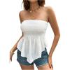 image:imageGORGLITTER Womens Strapless Asymmetrical Tube Peplum Tops Trendy Dressy Backless Cute Casual Summer Beach Bandeau TopsWhite