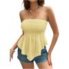 image:imageGORGLITTER Womens Strapless Asymmetrical Tube Peplum Tops Trendy Dressy Backless Cute Casual Summer Beach Bandeau TopsYellow