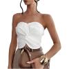 image:imageGORGLITTER Womens Strapless Tube Top Open Back Sleeveless Smocked Twist Bandeau Top Going Out Summer Crop Tops 2025White