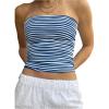 image:imageGORGLITTER Womens Striped Cropped Tube Top Strapless Y2K Bandeau Going Out Cute Crop TopsBlue