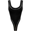 image:imageGORGLITTER Womens Studded Thong Bodysuit Glitter Sleeveless Backless Scoop Neck Slim Fit Party Rave Leotard TopsBlack