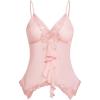image:imageGORGLITTER Womens Y2k Babydoll Tops Sequin Butterfly Lace Sheer Mesh Cute Coquette Asymmetrical Vacation Cami TopPink