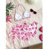 image:imageGORGLITTER Girls 3 Piece Bikini Sets Floral Halter Triangle Bathing Suit with Sarong Cover UpPink