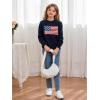 image:imageGORGLITTER Girls American Flag Graphic Sweater Crewneck Long Sleeve Knit Pullover TopsRoyal Blue