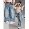 image:imageGORGLITTER Girls Baggy Jeans Adjustable Elastic Waist Straight Wide Leg Denim Pants Trendy Streetwear TrousersLight Wash