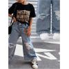 image:imageGORGLITTER Girls Baggy Jeans Adjustable Elastic Waist Straight Wide Leg Denim Pants Trendy Streetwear TrousersMedium Wash