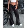image:imageGORGLITTER Girls Baggy Jeans Cute Low Rise Wide Leg High Waisted Denim Pants Bottoms Trouser with Pockets CasualBlack