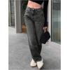 image:imageGORGLITTER Girls Baggy Jeans Cute Low Rise Wide Leg High Waisted Denim Pants Bottoms Trouser with Pockets CasualDark Grey