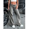 image:imageGORGLITTER Girls Baggy Jeans Cute Low Rise Wide Leg High Waisted Denim Pants Bottoms Trouser with Pockets CasualGrey