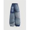 image:imageGORGLITTER Girls Baggy Jeans Cute Trendy Wide Leg High Waist Denim Color Block Raw Trim Loose Denim Pants Long TrousersMedium Wash