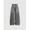 image:imageGORGLITTER Girls Baggy Jeans Cute Wide Leg Denim Elastic High Waisted Pants Bottoms Trousers with PocketsGrey