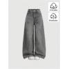 image:imageGORGLITTER Girls Baggy Jeans Cute Wide Leg Denim Elastic High Waisted Pants Bottoms Trousers with PocketsGrey