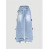 image:imageGORGLITTER Girls Baggy Jeans Denim Cute Bow High Waisted Straight Wide Leg Joggers Pants Trouses Y2k Going Out OutfitsMedium Wash