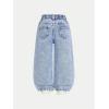 image:imageGORGLITTER Girls Baggy Jeans Denim Fall Bow High Waisted Straight Wide Leg Cargo Joggers Pants Cowgirl JeansLight Wash
