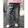 image:imageGORGLITTER Girls Baggy Jeans Denim High Waisted Heart Graphic Print Straight Wide Leg Cargo Joggers PantsBlack