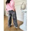 image:imageGORGLITTER Girls Baggy Jeans Denim High Waisted Heart Graphic Print Straight Wide Leg Cargo Joggers PantsBlack