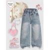image:imageGORGLITTER Girls Baggy Jeans Denim High Waisted Heart Graphic Print Straight Wide Leg Cargo Joggers PantsBlue Heart