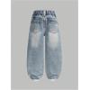 image:imageGORGLITTER Girls Baggy Jeans Denim High Waisted Heart Graphic Print Straight Wide Leg Cargo Joggers PantsBlue Heart