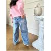 image:imageGORGLITTER Girls Baggy Jeans Denim High Waisted Heart Graphic Print Straight Wide Leg Cargo Joggers PantsMedium Wash