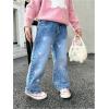 image:imageGORGLITTER Girls Baggy Jeans Denim High Waisted Heart Graphic Print Straight Wide Leg Cargo Joggers PantsMedium Wash