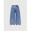 image:imageGORGLITTER Girls Baggy Jeans Denim Ripped High Waisted Butterfly Graphic Print Straight Wide Leg Cargo Joggers PantsBlue