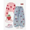 image:imageGORGLITTER Girls Baggy Jeans Denim Ripped High Waisted Butterfly Graphic Print Straight Wide Leg Cargo Joggers PantsLight Blue Ripped