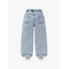image:imageGORGLITTER Girls Baggy Jeans Denim Ripped High Waisted Butterfly Graphic Print Straight Wide Leg Cargo Joggers PantsLight Blue Ripped