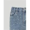 image:imageGORGLITTER Girls Baggy Jeans Wide Leg Cute Rhinestone High Elastic Waisted Denim Pants Y2K Boyfriend Skater StreetwearBlue