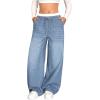 image:imageGORGLITTER Girls Baggy Jeans Wide Leg Low Rise Double Waisted Denim Pants Cute Y2K Boyfriend Skater Trousers StreetwearLight Wash