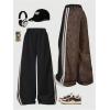 image:imageGORGLITTER Girls Baggy Track Pants Leopard Print Y2k Color Block Elastic Waist Wide Leg Trendy Preppy SweatpantsBlack