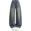 image:imageGORGLITTER Girls Baggy Wide Leg Jeans Bow Cute Elastic High Waisted Denim Pants Bottoms with PocketsMedium Wash