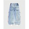 image:imageGORGLITTER Girls Baggy Wide Leg Jeans Bow Graphic Cute High Elastic Waisted Straight Leg Denim Pants with PocketsBlue Bow