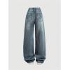 image:imageGORGLITTER Girls Baggy Wide Leg Jeans Cute Elastic High Waisted Denim Pants Bottoms with PocketsMedium Wash