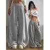 image:imageGORGLITTER Girls Baggy Wide Leg Sweatpants Low Rise Cute Fall Fashion Sweat Pants with PocketsLight Grey