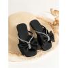 image:imageGORGLITTER Girls Bow Flat Sandals Dressy Rhinestone Strappy Open Toe Summer Cute Slip on SandalsBlack