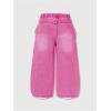 image:imageGORGLITTER Girls Bow Jeans Baggy Wide Leg Straight Leg High Waist Jeans Pants JoggersHot Pink