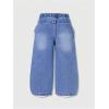 image:imageGORGLITTER Girls Bow Jeans Baggy Wide Leg Straight Leg High Waist Jeans Pants JoggersMedium Wash