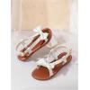 image:imageGORGLITTER Girls Bow Sandals Dress Open Toe Ankle Strap Slip on Cute Flat Sandals Vacation Beach Slides ShoesBeige