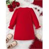 image:imageGORGLITTER Girls Bow Short Dress Cute Ruffle Long Sleeve Fall Casual Birthday Graduation Party Flowy Skater DressRed