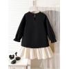 image:imageGORGLITTER Girls Bow Short Dress Cute Ruffle Long Sleeve Pearl Princess Fall Casual Birthday Party Flowy Skater DressBlack