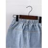 image:imageGORGLITTER Girls Button Front Jean Skirt Asymmetrical Hem Elastic High Waisted Summer Cute Denim Skort with ShortsMedium Wash