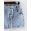 image:imageGORGLITTER Girls Button Front Jean Skirt Asymmetrical Hem Elastic High Waisted Summer Cute Denim Skort with ShortsMedium Wash